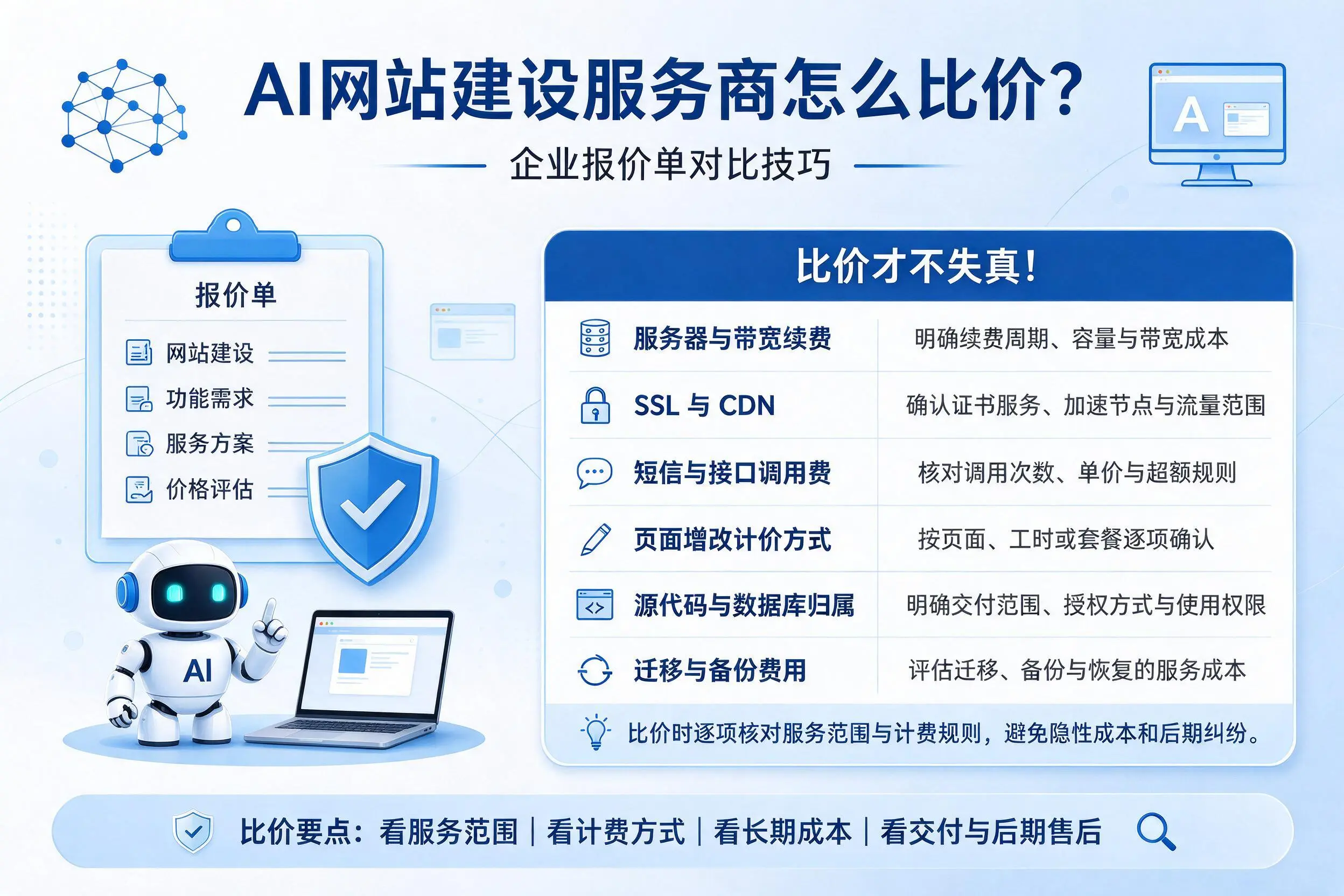 AI网站建设服务商怎么比价?攀枝花企业报价单对比技巧